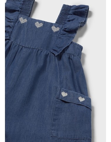 Short Embroidery Heart Dungarees