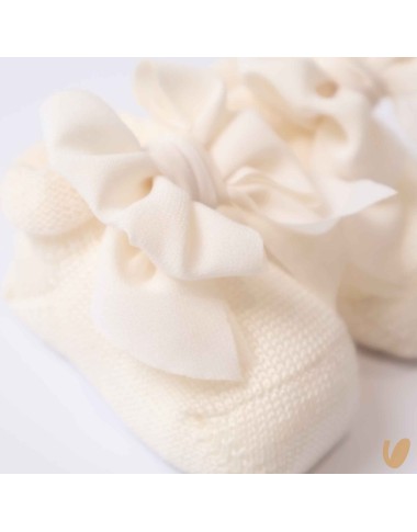Scarpine lana fiocco crepe Babbucce 0/3 mesi
