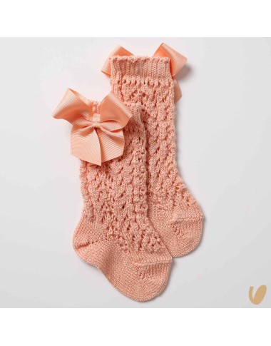 Long perforated sock with bow