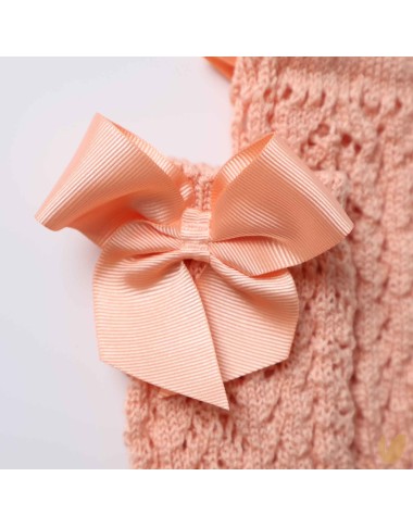 Long perforated sock with bow