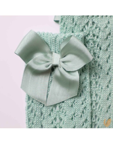 Long perforated sock with bow