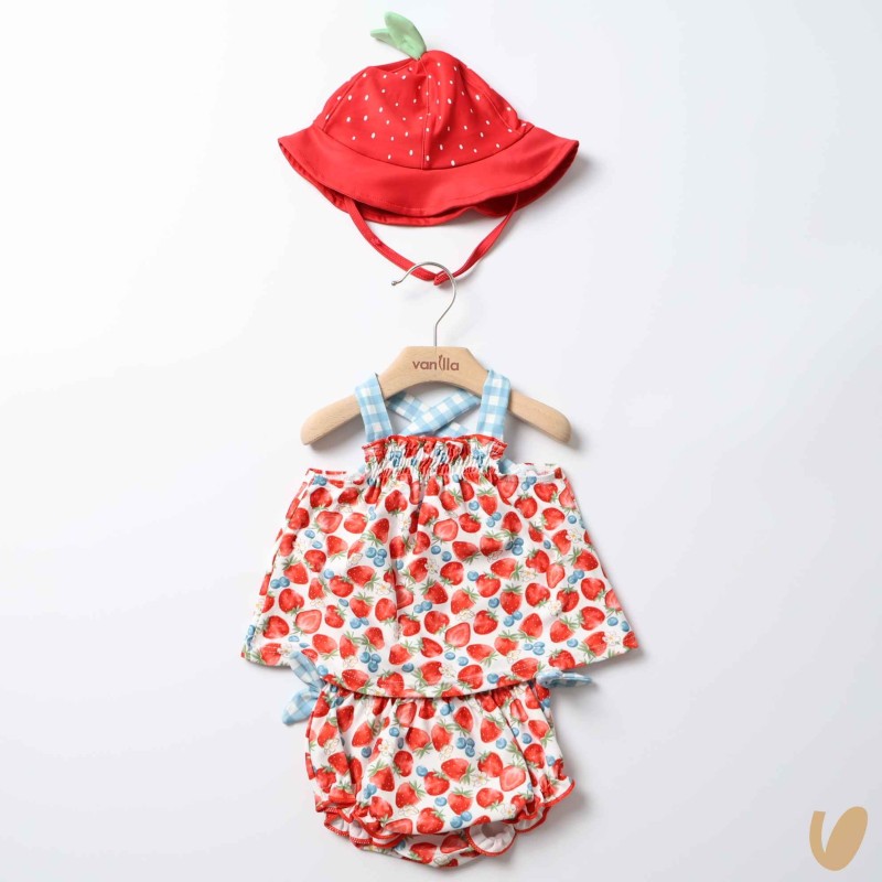 Completo mare top costume e cappello Neonata
