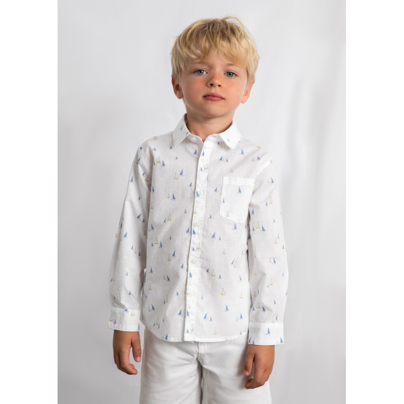 Camicia misto lino barche a vela              Camicia