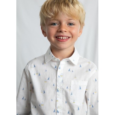Camicia misto lino barche a vela              Camicia