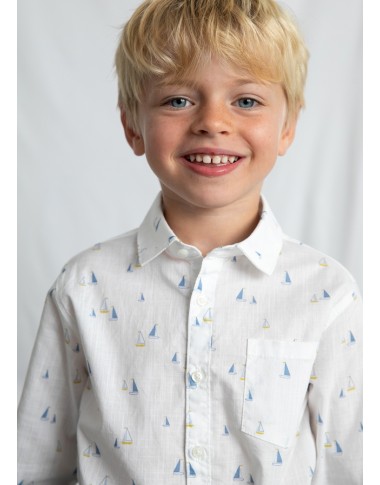 Mixed linen sailboats sailing shirt