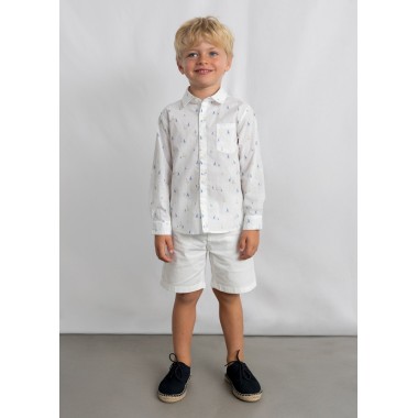 Camicia misto lino barche a vela              Camicia