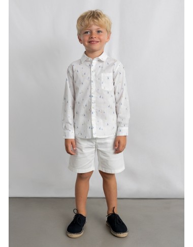 Mixed linen sailboats sailing shirt