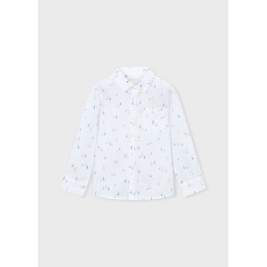 Camicia misto lino barche a vela              Camicia