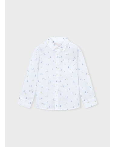 Mixed linen sailboats sailing shirt