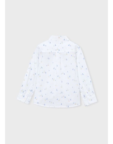 Mixed linen sailboats sailing shirt