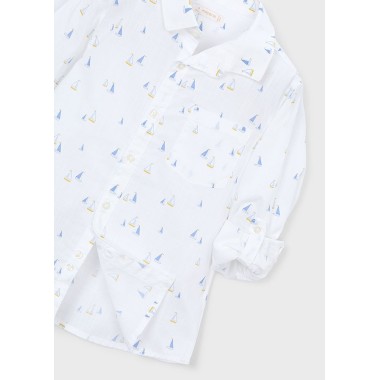 Camicia misto lino barche a vela              Camicia