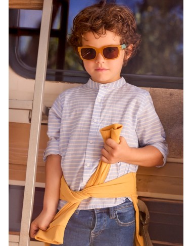 Camicia collo coreano righe   Camicia