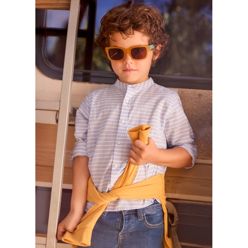 Camicia collo coreano righe   Camicia