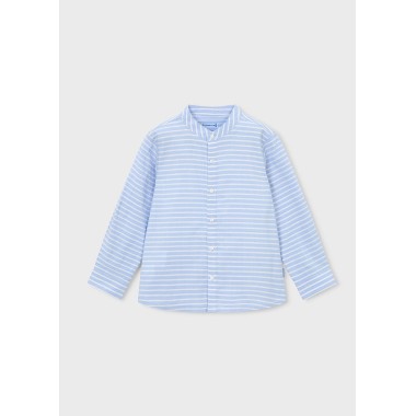 Camicia collo coreano righe   Camicia