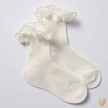 Calzino corto filo di scozia e valencienne Calzini Corti