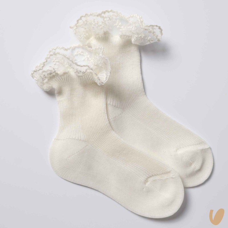 Calzino corto filo di scozia e valencienne Calzini Corti