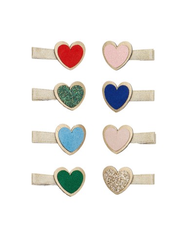 Set of 8 mini clothespins hearts