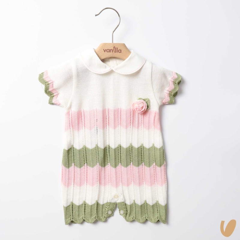 Pagliaccetto in filo di cotone zig zag Completo e Pagliaccetto