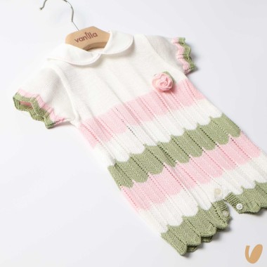 Pagliaccetto in filo di cotone zig zag Completo e Pagliaccetto