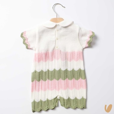 Pagliaccetto in filo di cotone zig zag Completo e Pagliaccetto