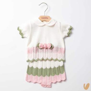 Completo in filo di cotone zig zag Completo e Pagliaccetto