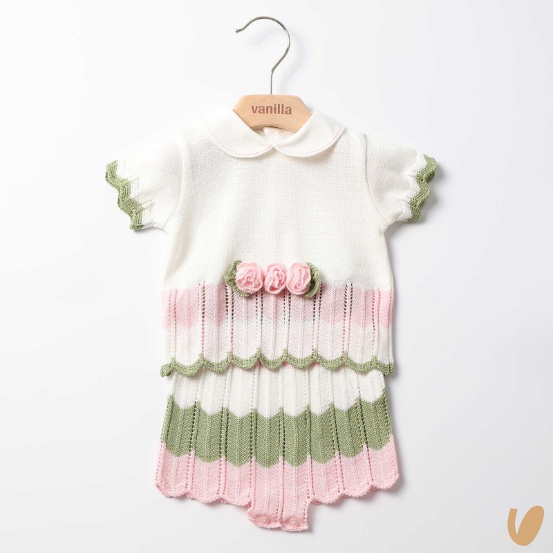 Completo in filo di cotone zig zag Completo e Pagliaccetto