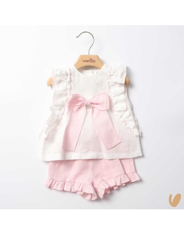 Completo in puro lino fiocco Completo e Pagliaccetto