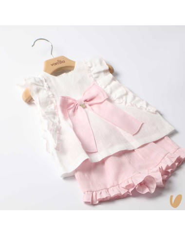 Completo in puro lino fiocco Completo e Pagliaccetto