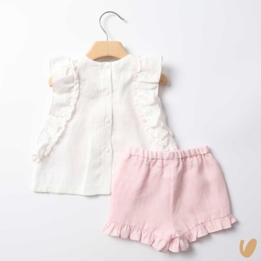 Completo in puro lino fiocco Completo e Pagliaccetto