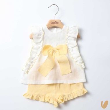 Completo in puro lino fiocco Completo e Pagliaccetto