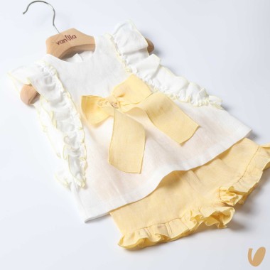 Completo in puro lino fiocco Completo e Pagliaccetto