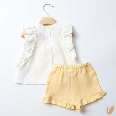 Completo in puro lino fiocco Completo e Pagliaccetto