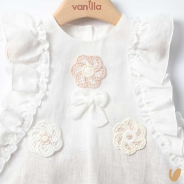 Completo in lino e crochet Completo e Pagliaccetto