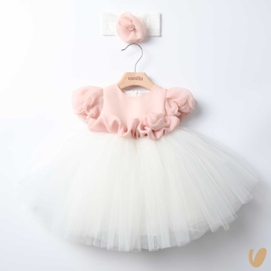 Abito in tulle con fascia Battesimo