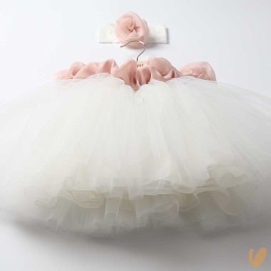 Abito in tulle con fascia Battesimo