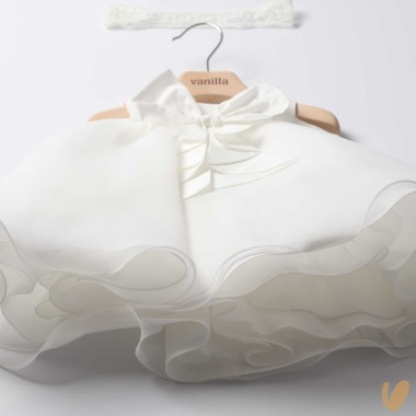 Abito in chiffon e fascia Battesimo