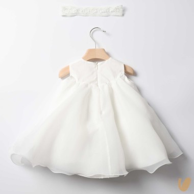 Abito in chiffon e fascia Battesimo