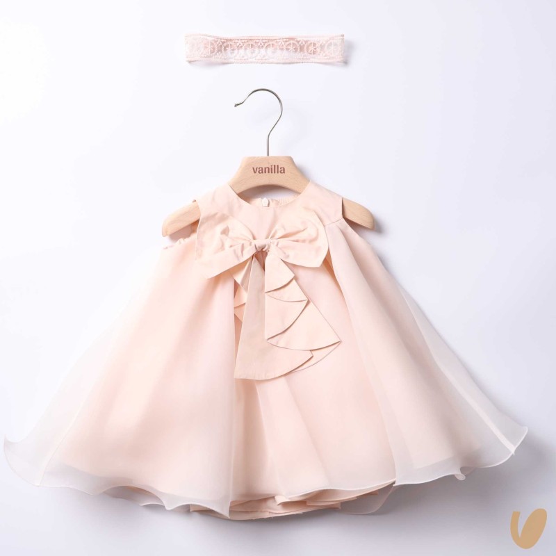 Abito in chiffon e fascia Battesimo