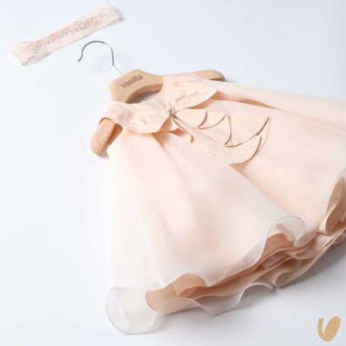 Abito in chiffon e fascia Battesimo