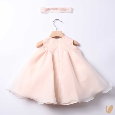 Abito in chiffon e fascia Battesimo