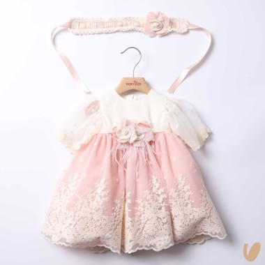 Abito in macramè e fascia Battesimo