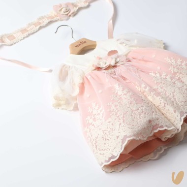 Abito in macramè e fascia Battesimo