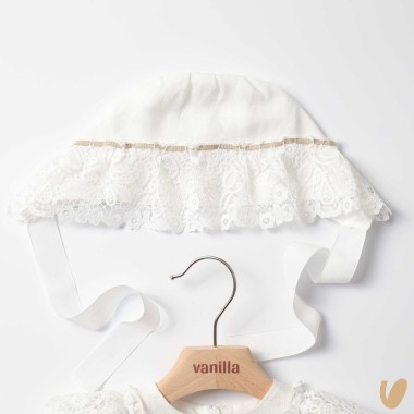 Abito in lino con cuffia Battesimo