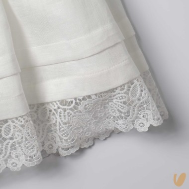 Abito in lino con cuffia Battesimo