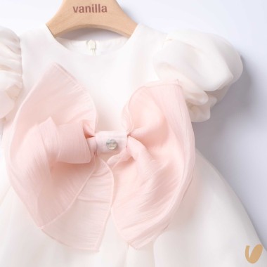 Abito chiffon con fiocco Battesimo