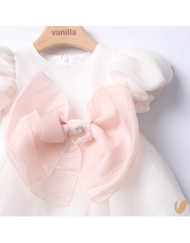 Abito chiffon con fiocco Battesimo