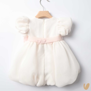 Abito chiffon con fiocco Battesimo