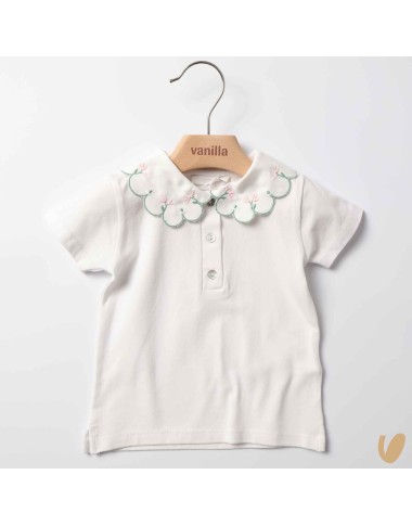 Polo in jersey co collar flowers