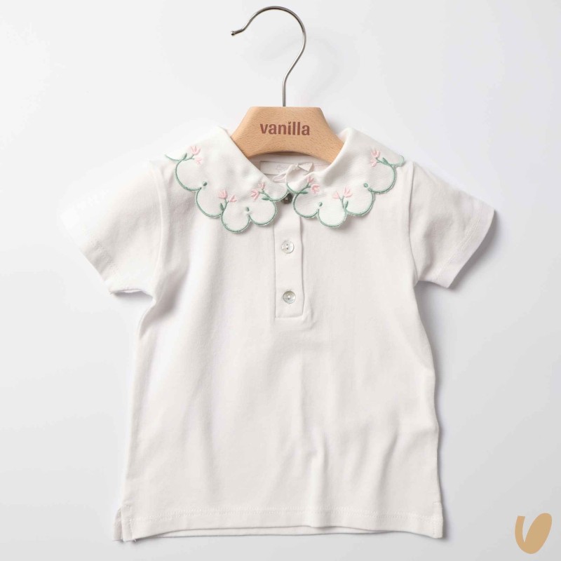 Polo in jersey co colletto fiori T-Shirt e Salopette