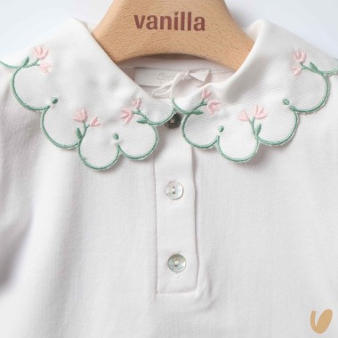 Polo in jersey co colletto fiori T-Shirt e Salopette